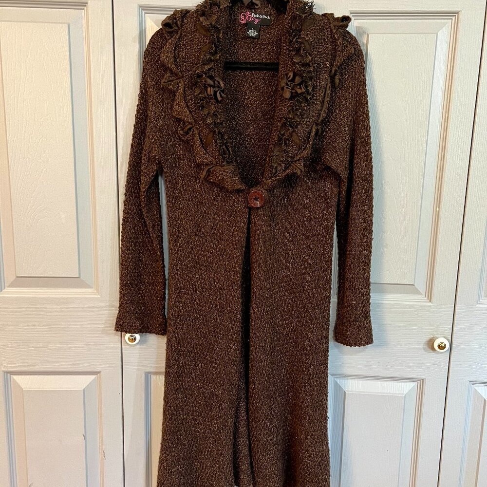 Sweater/Cardigan, Long with flowered collar